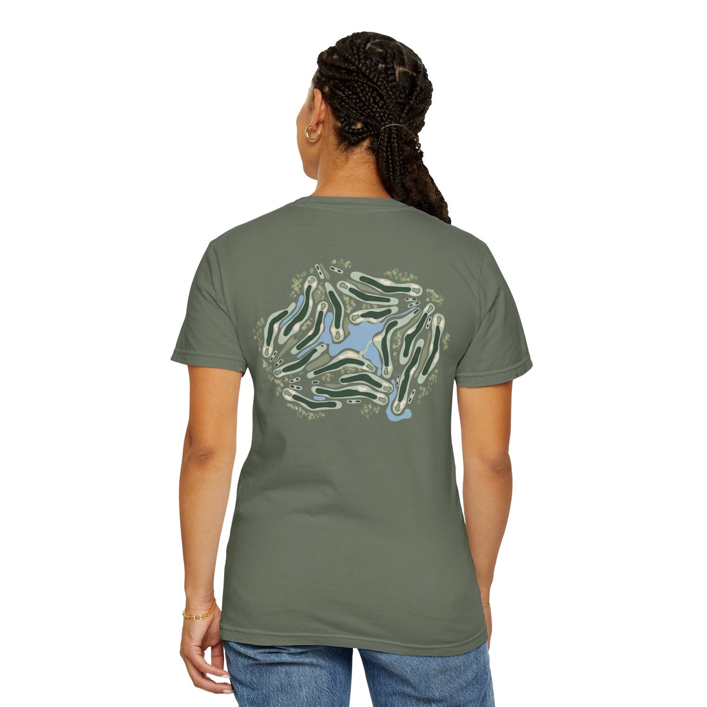 Golf "Whispering Pines" Course | Comfort Colors® | Golf Course Map Graphic Tee